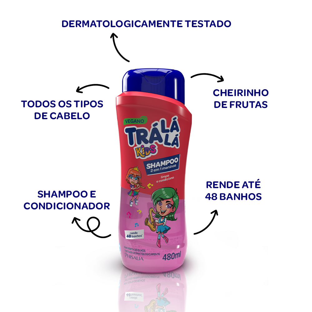 Shampoo 2 em 1 Meninas 480ml