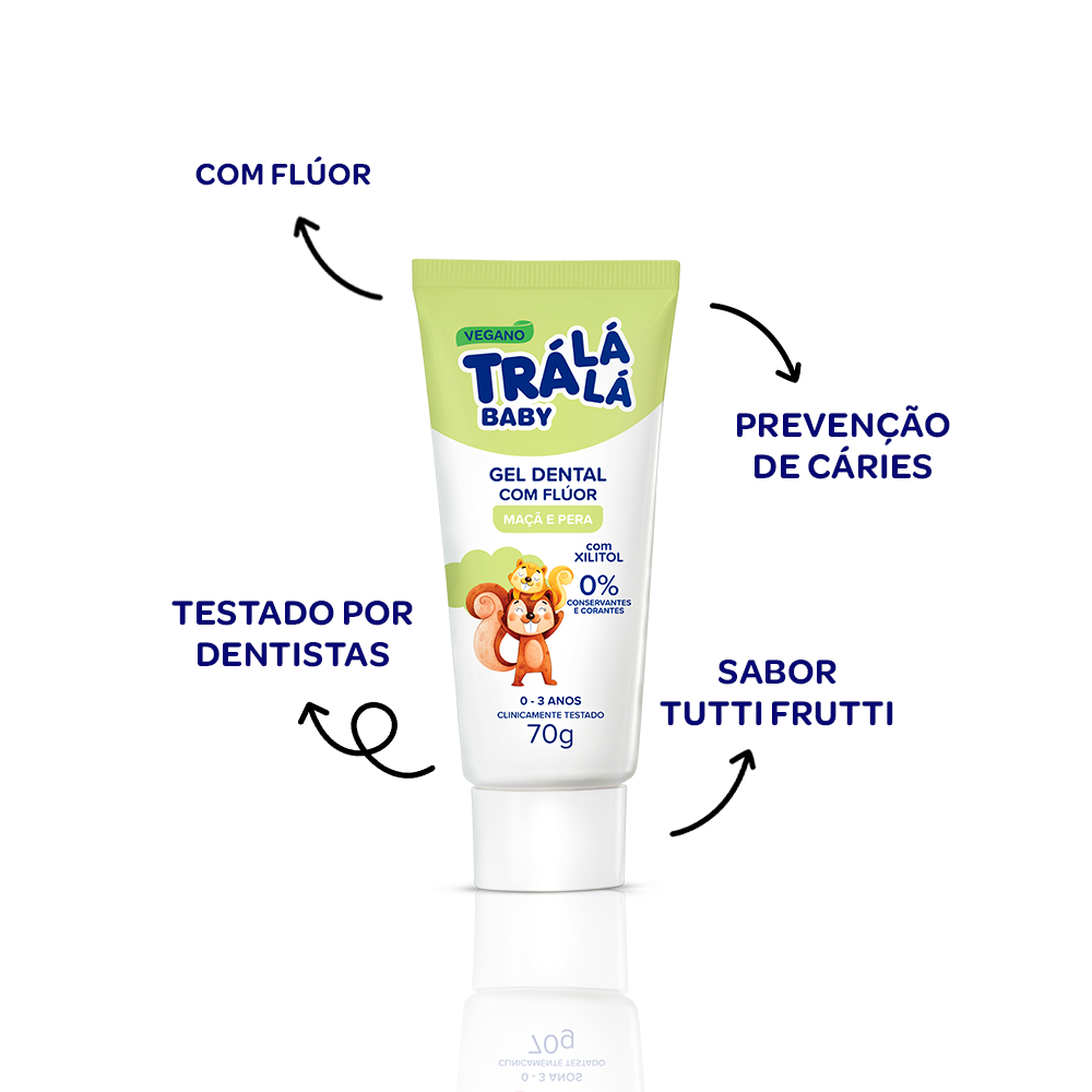 Gel Dental Com Flúor Maçã e Pera 70g